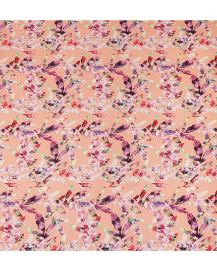 Peach Abstract Floral Printed Viscose Crepe Fabric 110 Cms Width Soft Flowing Lightweight Dress Material India-D27910 Regal Fabrics