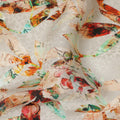 Off White Abstract Bird Printed Viscose Crepe Fabric Multicolor Artistic Nature Design Soft Flowing Dress Material 110 Cms Width India-D28024