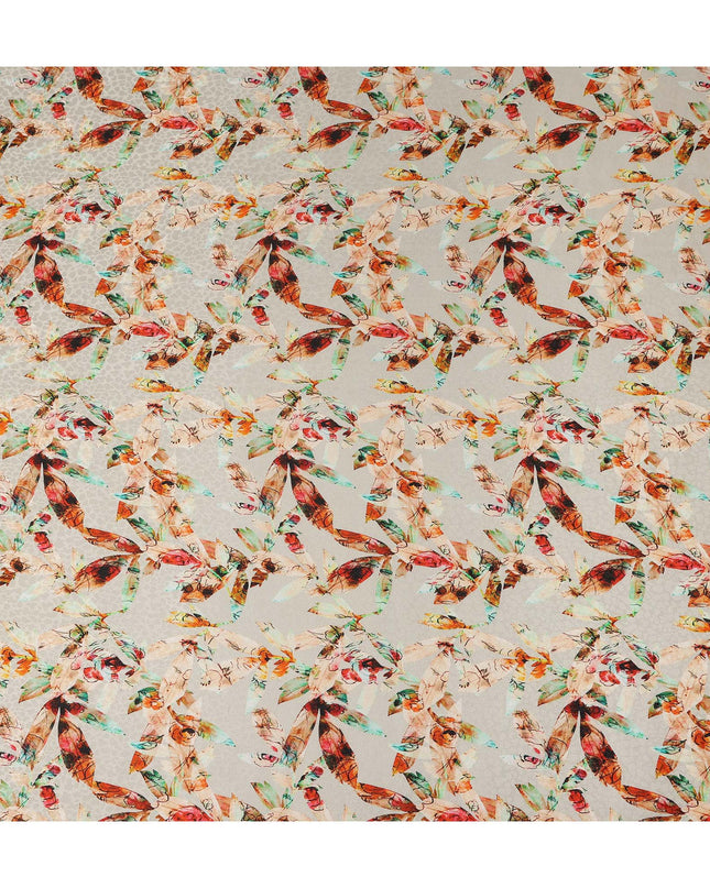 Off White Abstract Bird Printed Viscose Crepe Fabric Multicolor Artistic Nature Design Soft Flowing Dress Material 110 Cms Width India-D28024