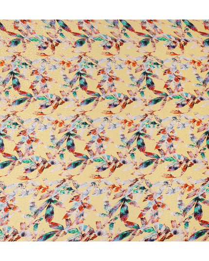 Light Yellow Abstract Printed Viscose Crepe Fabric 110 Cms Width Soft Flowing Lightweight Dress Material India-D27911