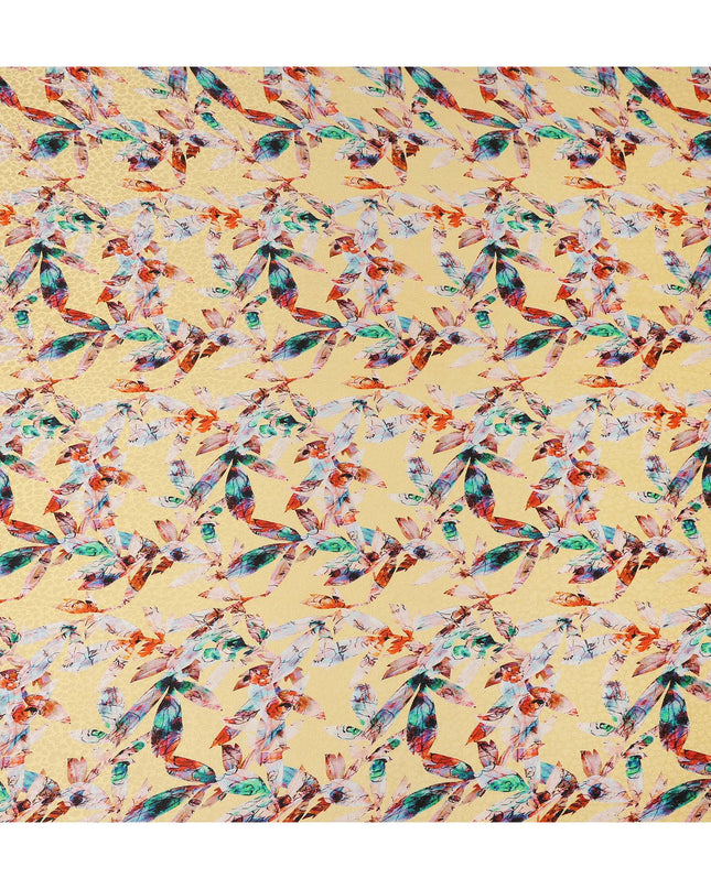 Light Yellow Abstract Printed Viscose Crepe Fabric 110 Cms Width Soft Flowing Lightweight Dress Material India-D27911