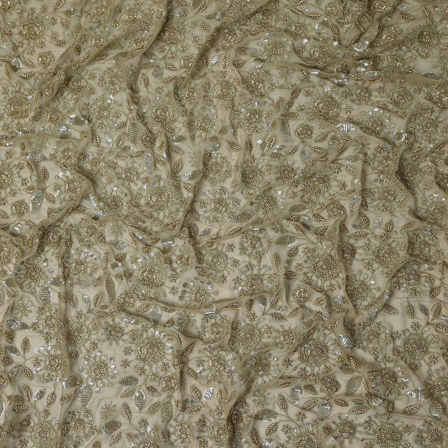 Olive Khaki Pure Silk Chiffon Fabric 110cm