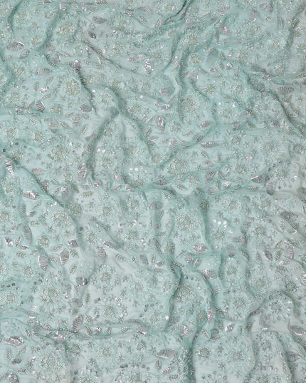 Seafoam Green Pure Silk Chiffon Fabric 110cm