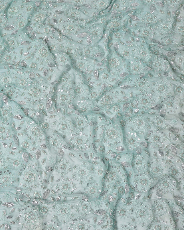 Seafoam Green Pure Silk Chiffon Fabric 110cm