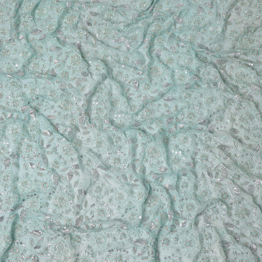 Seafoam Green Pure Silk Chiffon Fabric 110cm