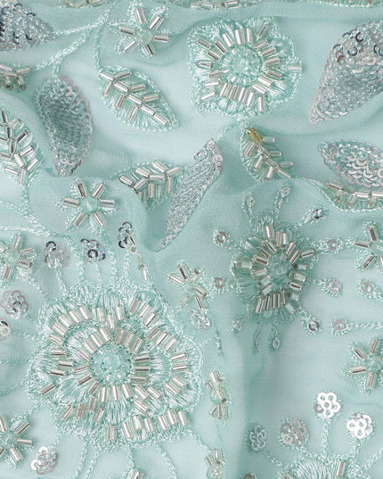 Seafoam Green Pure Silk Chiffon Fabric 110cm