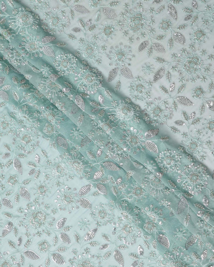 Seafoam Green Pure Silk Chiffon Fabric 110cm