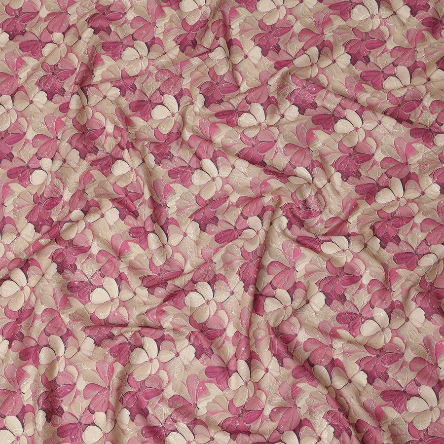 Pink Floral Print Cotton Lawn Fabric 110 Cms Made In India-D27399 Regal Fabrics