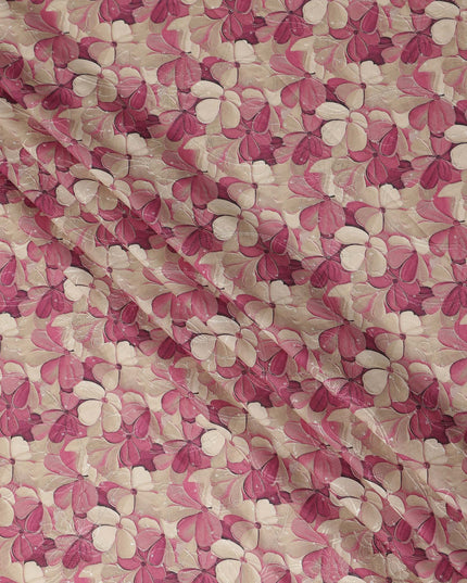 Pink Floral Print Cotton Lawn Fabric 110 Cms Made In India-D27399 Regal Fabrics