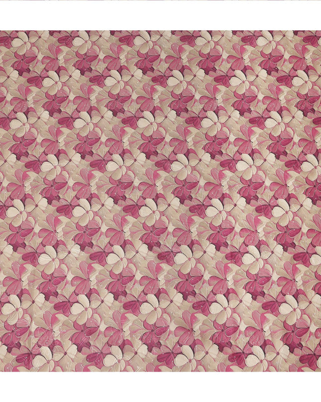 Pink Floral Print Cotton Lawn Fabric 110 Cms Made In India-D27399