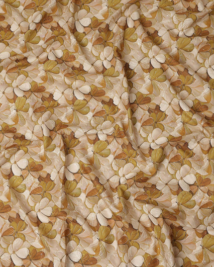 Mustard Floral Print Cotton Lawn Fabric 110 Cms Made In India-D27400 Regal Fabrics