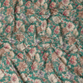 Teal Green Floral Printed Cotton Lawn Fabric 110 Cms Made In India-D27407 Regal Fabrics