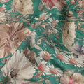 Teal Green Floral Printed Cotton Lawn Fabric 110 Cms Made In India-D27407 Regal Fabrics