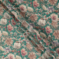 Teal Green Floral Printed Cotton Lawn Fabric 110 Cms Made In India-D27407 Regal Fabrics