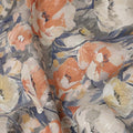 Grey Peach Floral Print Cotton Lawn Fabric 110 Cms Made In India-D27396 Regal Fabrics