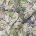 Grey Green Floral Print Cotton Lawn Fabric 110 Cms Made In India-D27402 Regal Fabrics