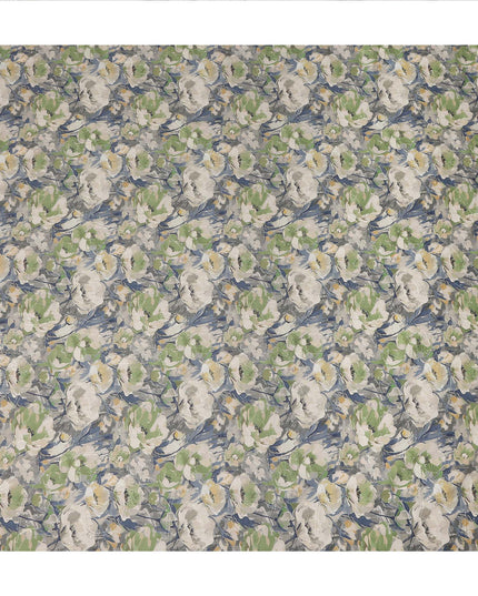 Grey Green Floral Print Cotton Lawn Fabric 110 Cms Made In India-D27402 Regal Fabrics