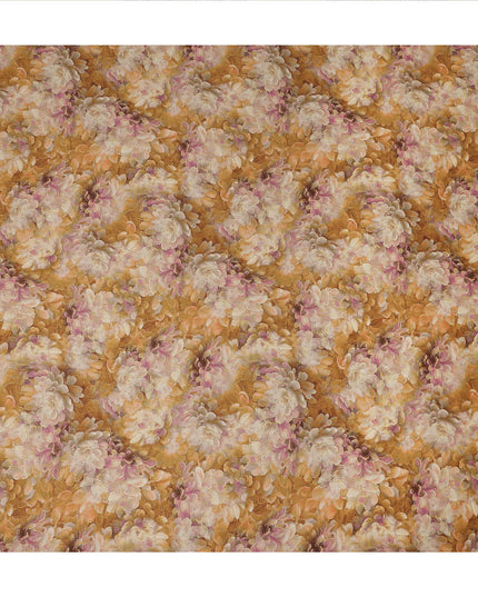 Mustard Yellow Floral Printed Cotton Lawn Fabric 110 Cms Made In India-D27408 Regal Fabrics