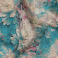Teal Blue Floral Print Cotton Lawn Fabric 110 Cms Made In India-D27406 Regal Fabrics