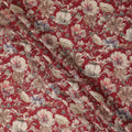 Red Floral Print Cotton Lawn Fabric 110 Cms Made In India-D27405 Regal Fabrics