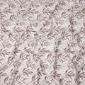 Ivory Mauve Leaf Print Cotton Satin Fabric 110 Cms Made In India-D27393 Regal Fabrics