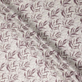 Ivory Mauve Leaf Print Cotton Satin Fabric 110 Cms Made In India-D27393 Regal Fabrics