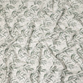Ivory Sage Green Leaf Print Cotton Satin Fabric 110 Cms Made In India-D27394 Regal Fabrics