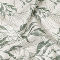 Ivory Sage Green Leaf Print Cotton Satin Fabric 110 Cms Made In India-D27394 Regal Fabrics