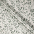 Ivory Sage Green Leaf Print Cotton Satin Fabric 110 Cms Made In India-D27394 Regal Fabrics