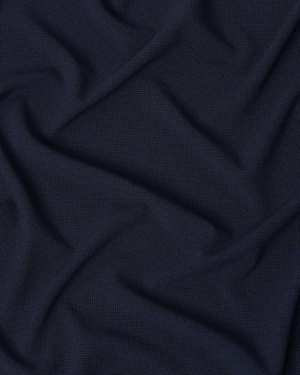 Deep Navy Micro-Check Cotton-Blended Shirting Fabric, Fine Woven Mini Check Pattern, 150 cms Width, Origin China-D26607