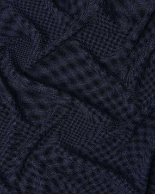 Deep Navy Micro-Check Cotton-Blended Shirting Fabric, Fine Woven Mini Check Pattern, 150 cms Width, Origin China-D26607