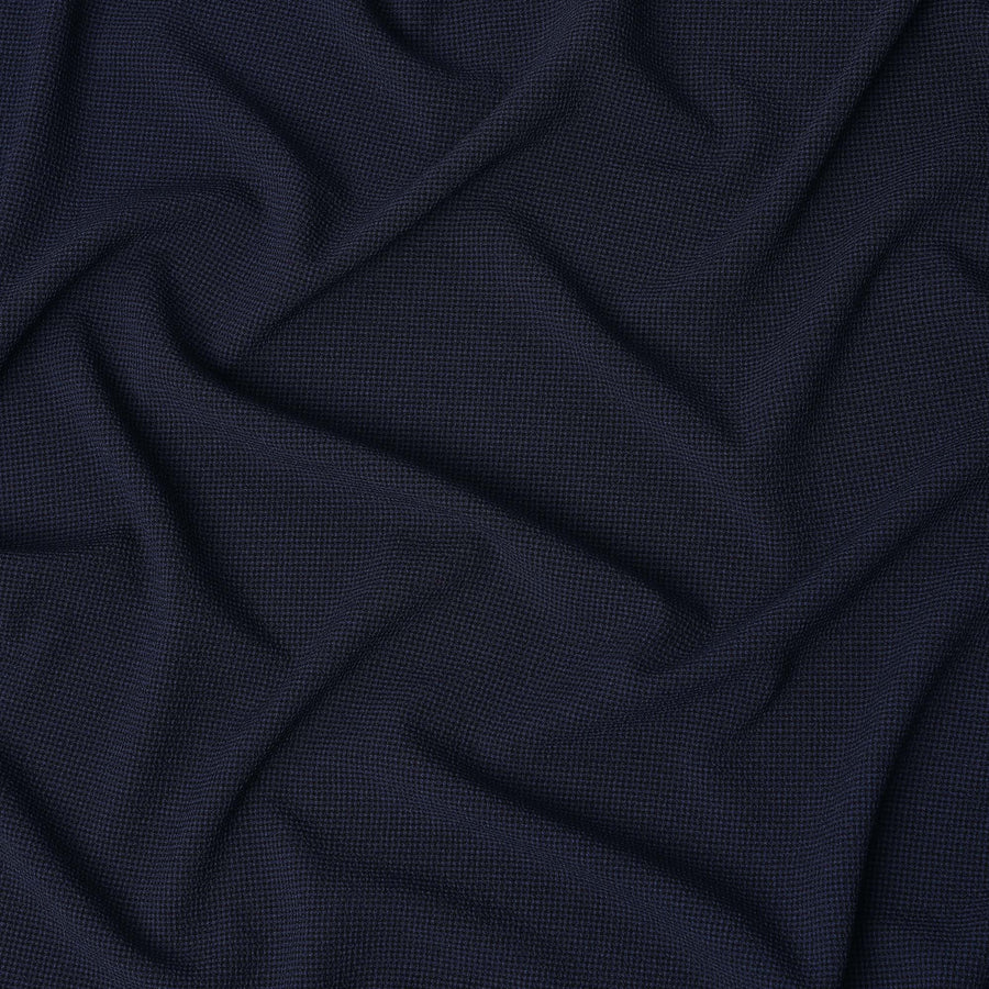 Deep Navy Micro-Check Cotton-Blended Shirting Fabric, Fine Woven Mini Check Pattern, 150 cms Width, Origin China-D26607