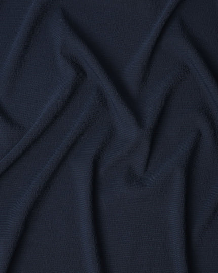 Navy Blue Textured Check Cotton-Blended Shirting Fabric, Subtle Woven Check Pattern, 150 cms Width, Origin China-D26602