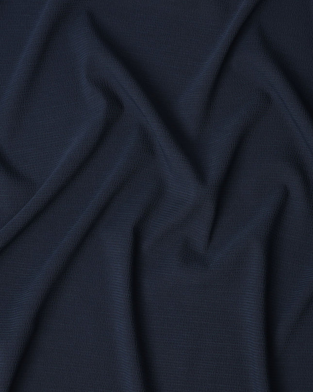 Navy Blue Textured Check Cotton-Blended Shirting Fabric, Subtle Woven Check Pattern, 150 cms Width, Origin China-D26602