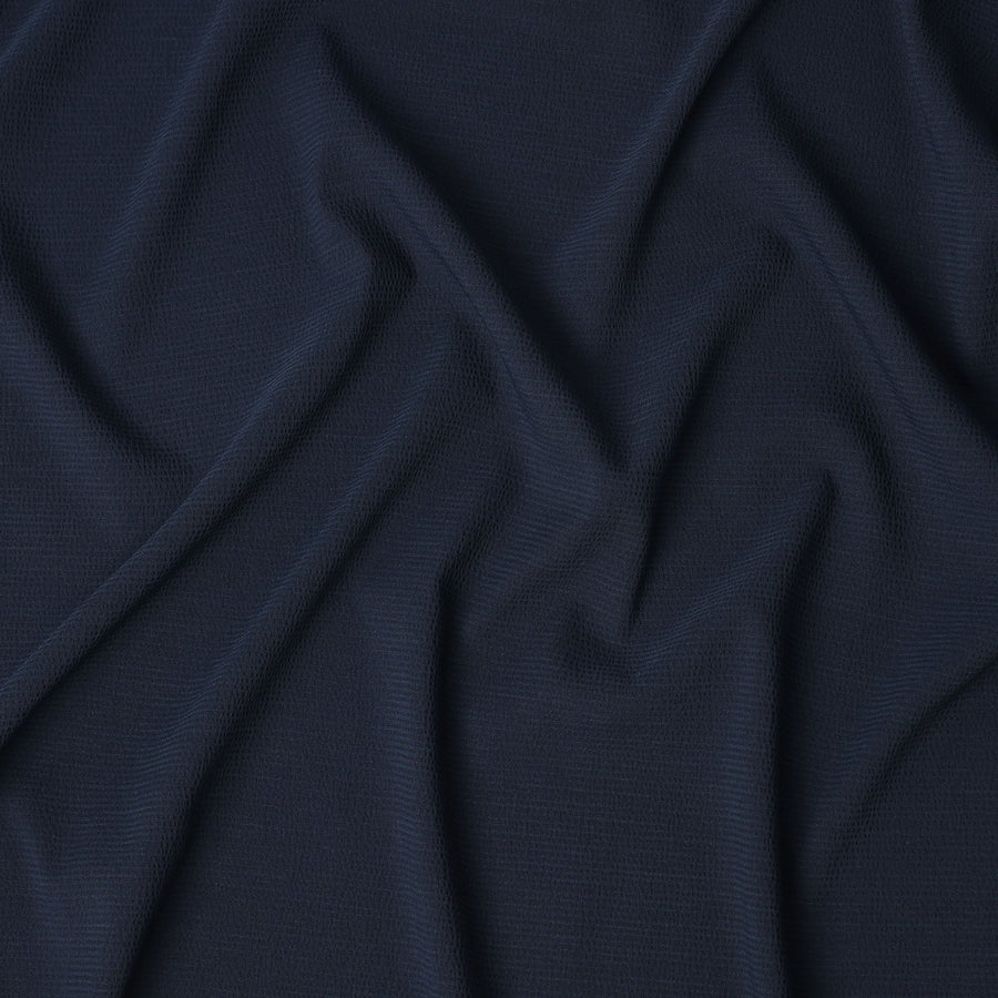 Navy Blue Textured Check Cotton-Blended Shirting Fabric, Subtle Woven Check Pattern, 150 cms Width, Origin China-D26602
