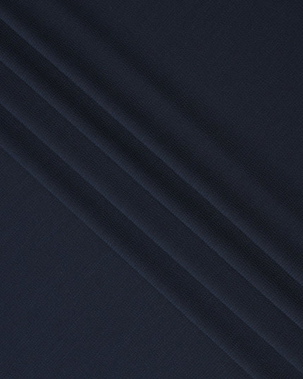 Navy Blue Textured Check Cotton-Blended Shirting Fabric, Subtle Woven Check Pattern, 150 cms Width, Origin China-D26602