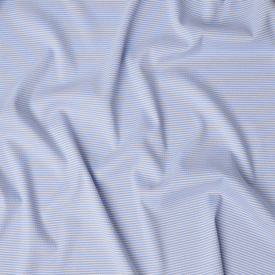 Light Blue & White Micro-Striped Cotton-Blended Shirting Fabric, Fine Horizontal Mini Stripe Design, 150 cms Width, Origin China-D26604