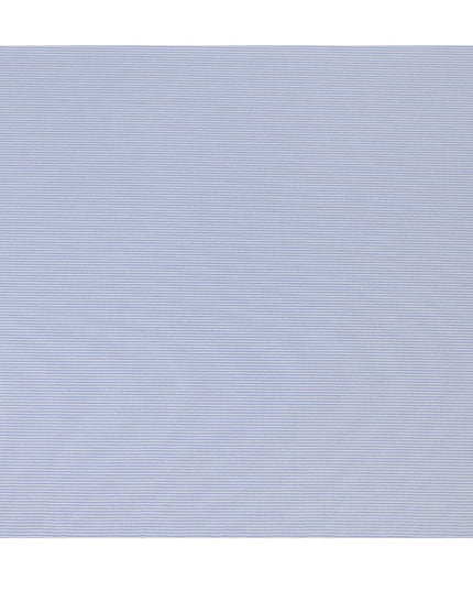 Light Blue & White Micro-Striped Cotton-Blended Shirting Fabric, Fine Horizontal Mini Stripe Design, 150 cms Width, Origin China-D26604