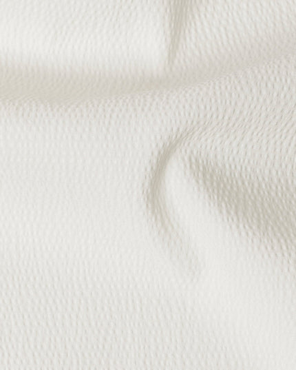 White Cotton-Blended Plain Shirting Fabric, Smooth Solid Design, 150 cms Width, Origin China-D26596