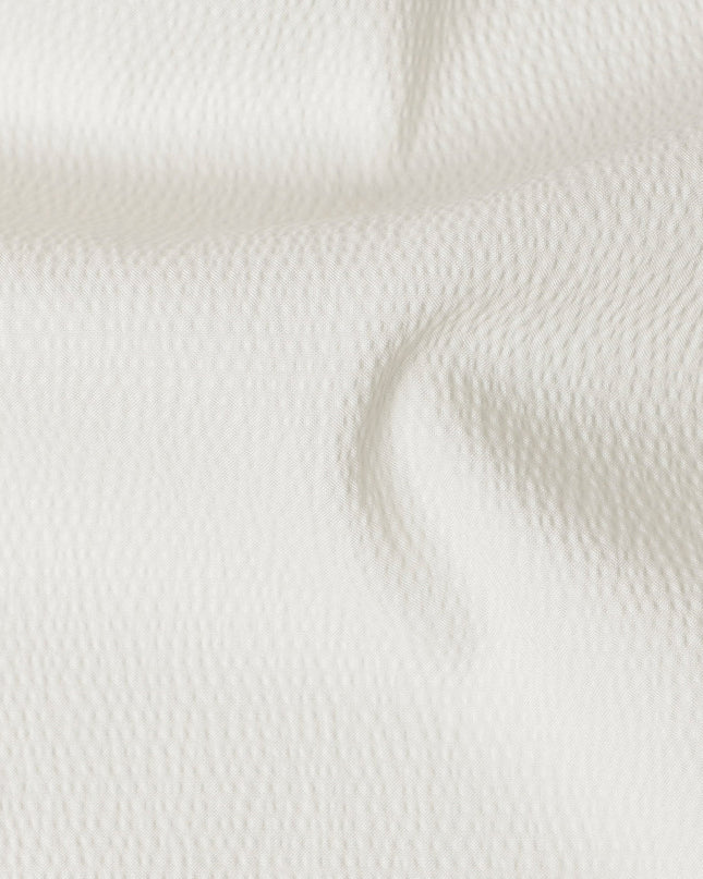 White Cotton-Blended Plain Shirting Fabric, Smooth Solid Design, 150 cms Width, Origin China-D26596