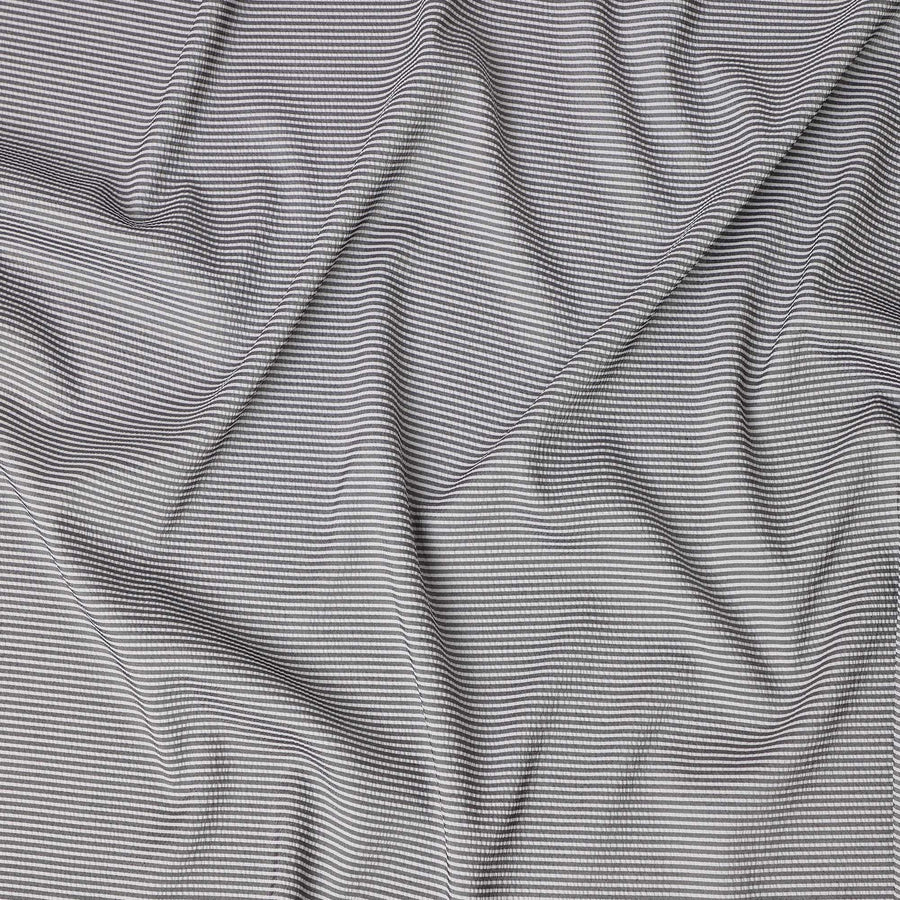 Grey & White Micro-Striped Cotton-Blended Shirting Fabric, Fine Horizontal Mini Stripe Design, 150 cms Width, Origin China-D26600