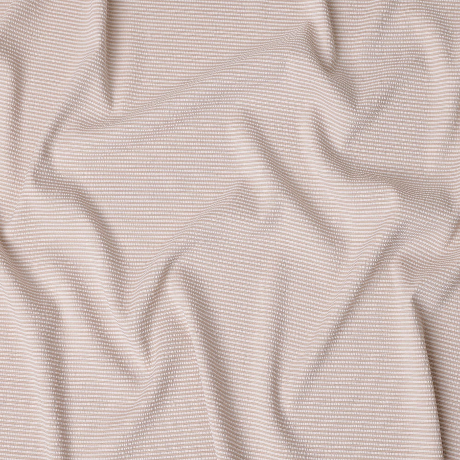 Beige & White Micro-Striped Cotton-Blended Shirting Fabric, Fine Horizontal Mini Stripe Pattern, 150 cms Width, Origin China-D26609