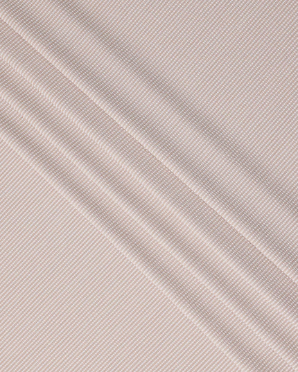 Beige & White Micro-Striped Cotton-Blended Shirting Fabric, Fine Horizontal Mini Stripe Pattern, 150 cms Width, Origin China-D26609