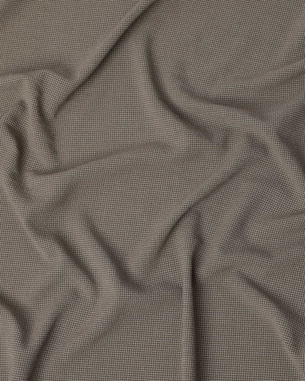 Brown & Beige Micro-Check Cotton-Blended Shirting Fabric, Fine Woven Mini Check Pattern, 150 cms Width, Origin China-D26601