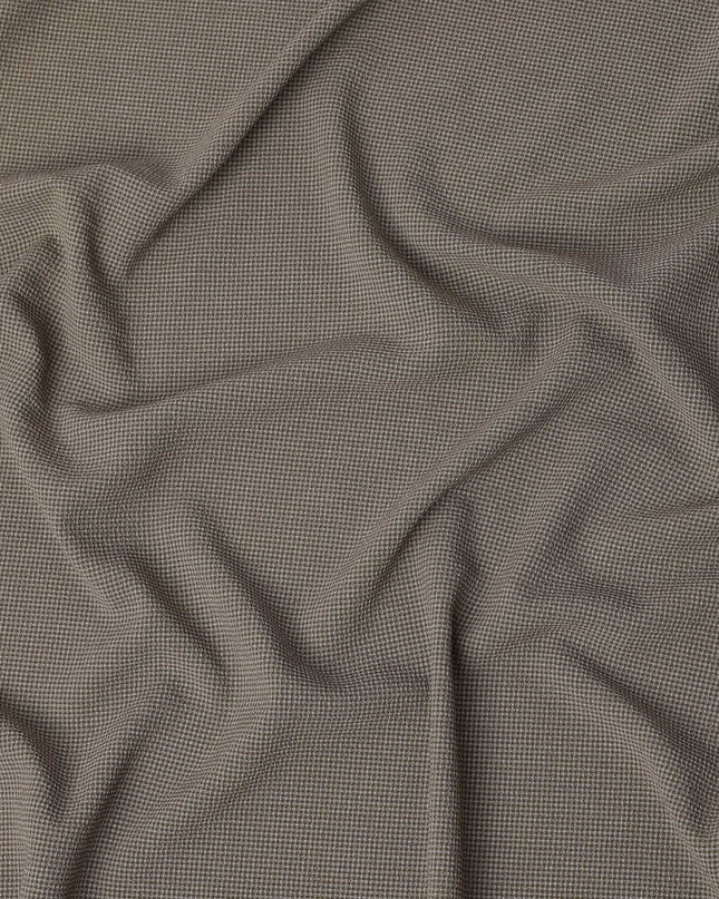 Brown & Beige Micro-Check Cotton-Blended Shirting Fabric, Fine Woven Mini Check Pattern, 150 cms Width, Origin China-D26601
