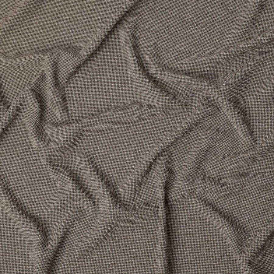 Brown & Beige Micro-Check Cotton-Blended Shirting Fabric, Fine Woven Mini Check Pattern, 150 cms Width, Origin China-D26601