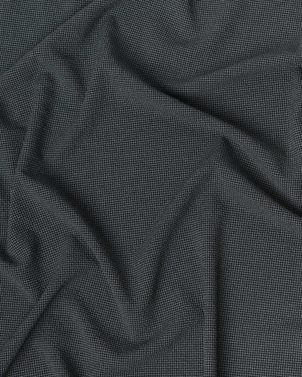 Dark Grey Micro-Check Cotton-Blended Shirting Fabric, Fine Woven Mini Check Pattern, 150 cms Width, Origin China-D26606