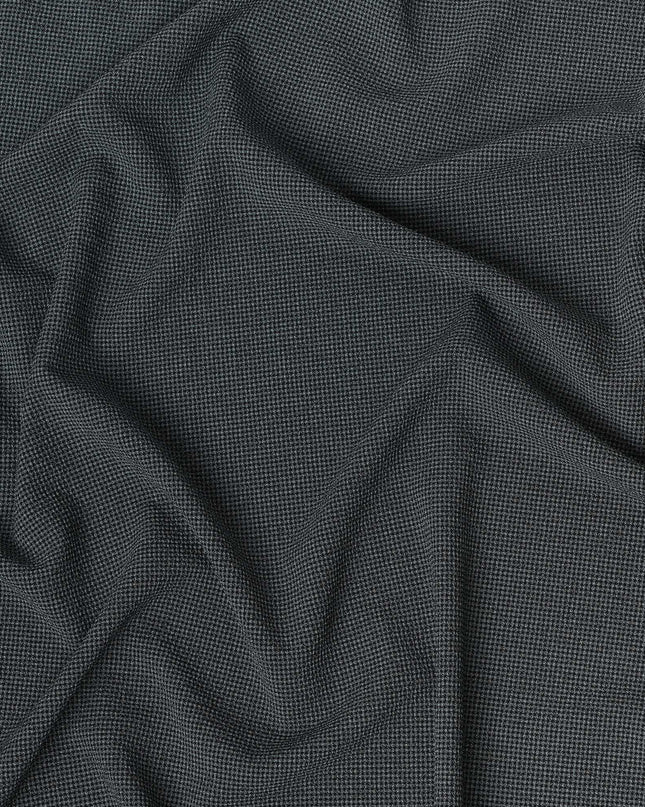 Dark Grey Micro-Check Cotton-Blended Shirting Fabric, Fine Woven Mini Check Pattern, 150 cms Width, Origin China-D26606