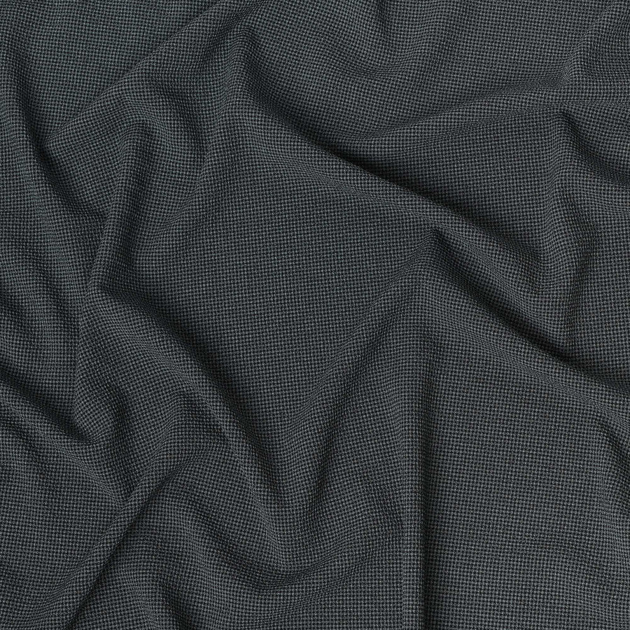 Dark Grey Micro-Check Cotton-Blended Shirting Fabric, Fine Woven Mini Check Pattern, 150 cms Width, Origin China-D26606