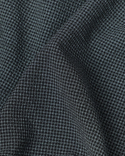 Dark Grey Micro-Check Cotton-Blended Shirting Fabric, Fine Woven Mini Check Pattern, 150 cms Width, Origin China-D26606
